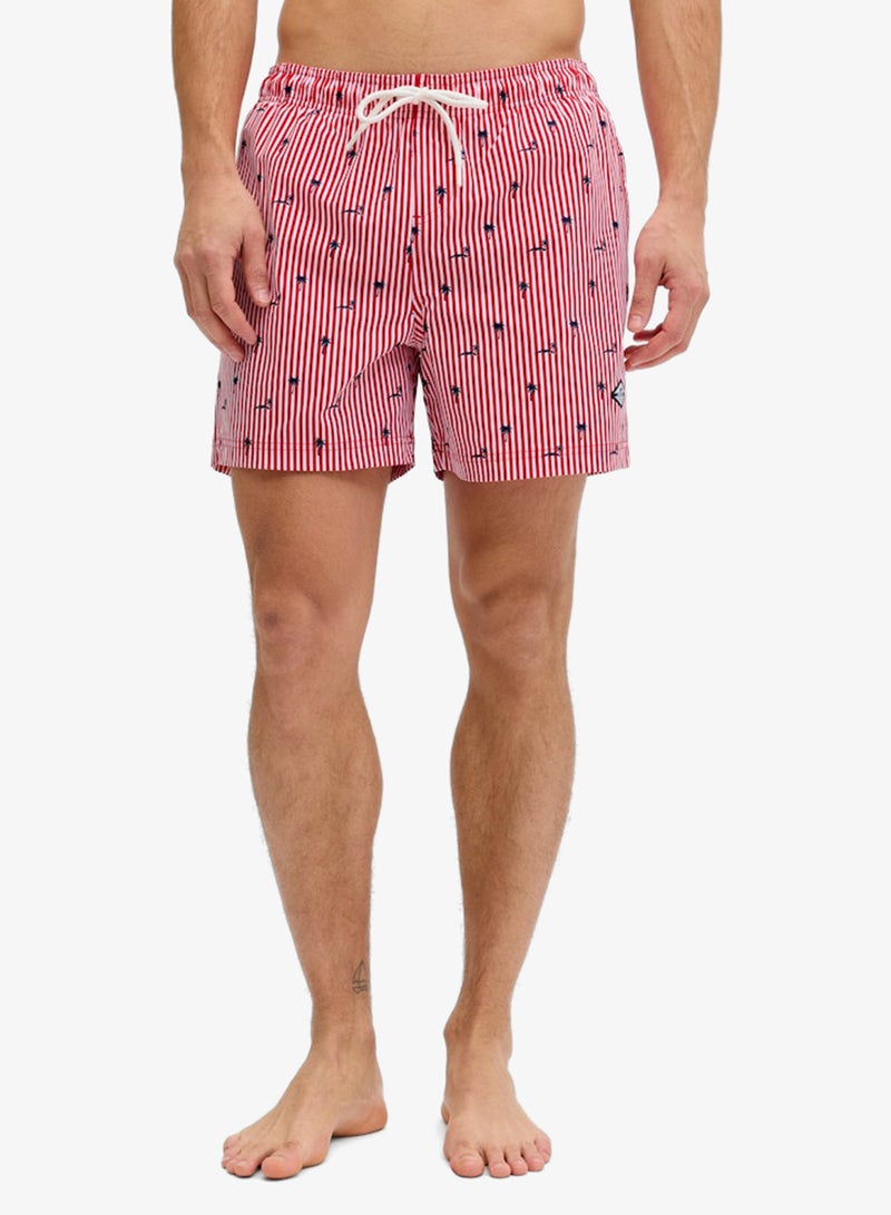 JACK & JONES Printed Drawstring Swim Shorts - Image 1